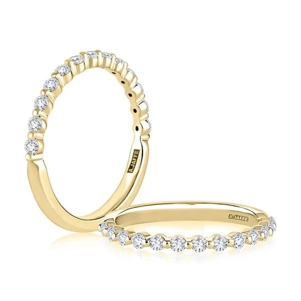 A. Jaffe 14K Yellow Gold Diamond Single Prong Wedding Band with 13 Round Diamonds .39tcw Steve Lennon & Co Jewelers  New Hartford, NY