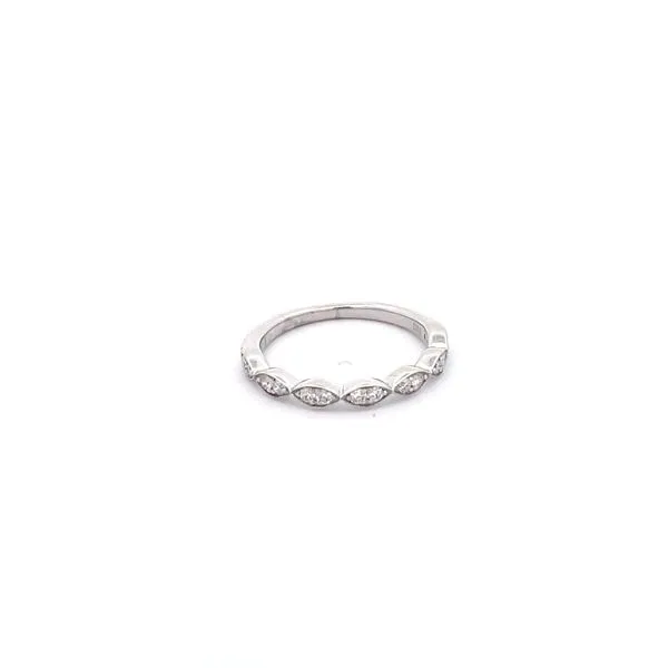 14KT WG Diamond Wedding Band with 14 Round Diamonds in 7 Marquis  Bezel Setting Which Puts Two in each Setting TCW .25 Steve Lennon & Co Jewelers  New Hartford, NY