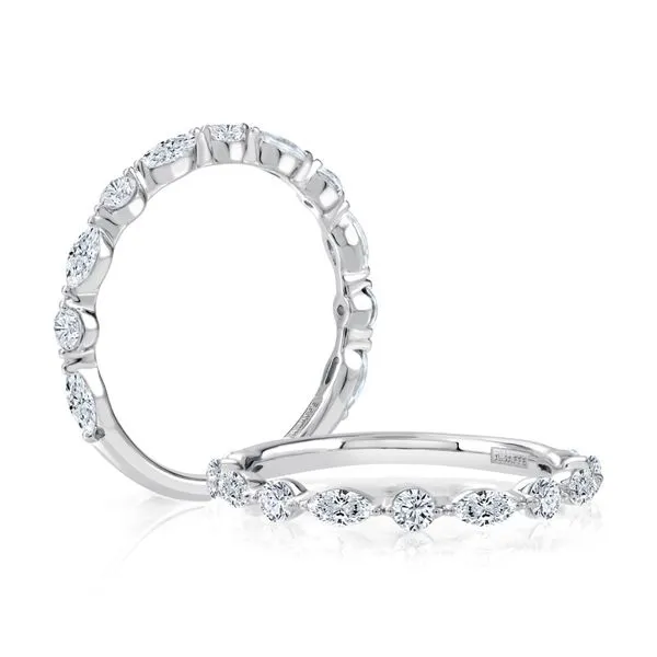 A. Jaffe 14KT White Gold Diamond Wedding Band with Alternating Six Marquise and Five Round Diamonds .67TCW Steve Lennon & Co Jewelers  New Hartford, NY