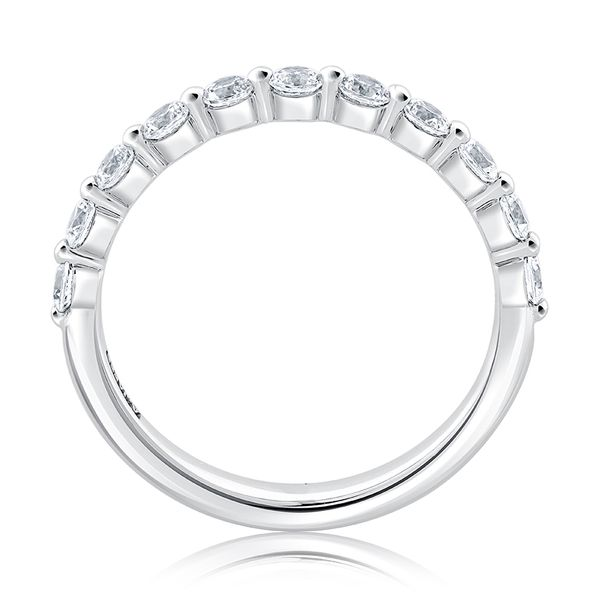 A. Jaffe 14K White Gold Diamond Single Prong Wedding Band with 11 Round Diamonds .55tcw Image 2 Steve Lennon & Co Jewelers  New Hartford, NY