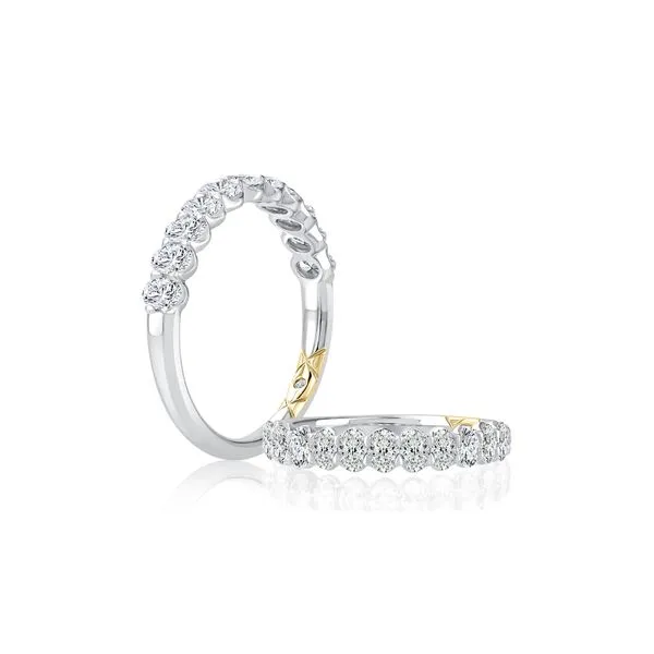 A. Jaffe 14KT White Gold Diamond Wedding Band with 11 Oval Diamonds in a Shared Prong Setting 1.05TCW Steve Lennon & Co Jewelers  New Hartford, NY