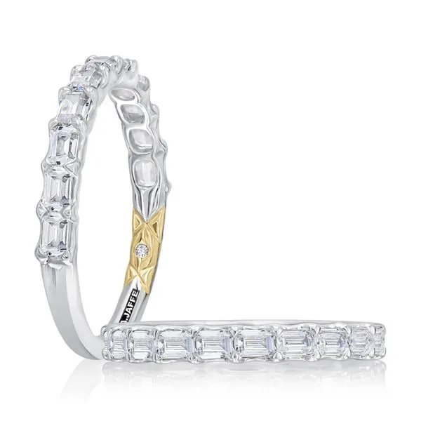 A. Jaffe 14KT White Gold Diamond Wedding Band with 11 Emerald Cut Diamonds in a Shared Prong Setting 1.05TCW Steve Lennon & Co Jewelers  New Hartford, NY