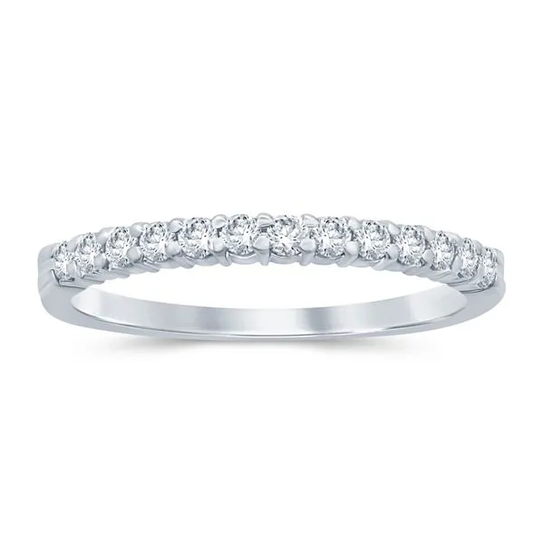 S. Lennon Bridal Eternal Love Collection 14K White Gold Wedding Band with 13 Round Diamonds in a Shared Prong Setting 0.25TCW Steve Lennon & Co Jewelers  New Hartford, NY