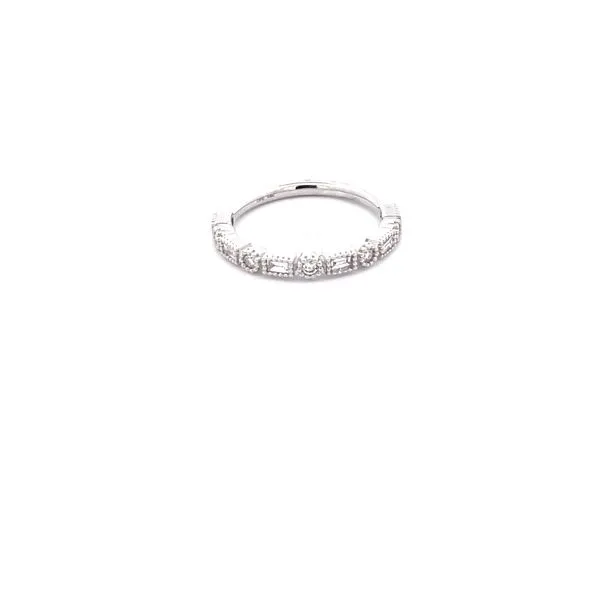 14KT WG 11 Stone Diamond Wedding Band With Alternating Bezeled Emerald And Round Diamonds TCW .37 Steve Lennon & Co Jewelers  New Hartford, NY