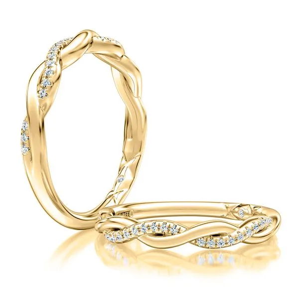 A. Jaffe 14KT Yellow Gold Twisted Diamond Wedding Band with 26 Round Diamonds .11TCW Steve Lennon & Co Jewelers  New Hartford, NY