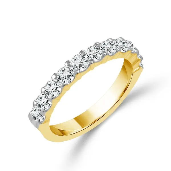 14KT White Gold Diamond Shared Prong Band With 11 Round Diamonds .50TCW (Shown in Yellow) Steve Lennon & Co Jewelers  New Hartford, NY