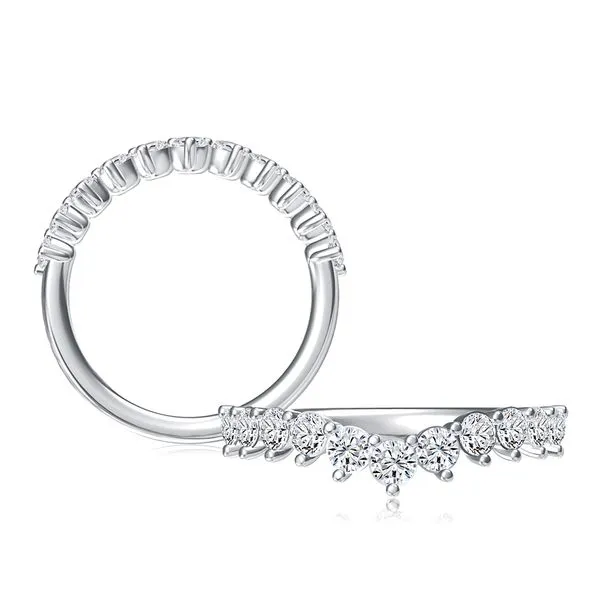 A. Jaffe 14K Yellow Gold Three Prong Diamond Curve Band with 11 Round Diamonds .72tcw (Shown in White) Image 3 Steve Lennon & Co Jewelers  New Hartford, NY