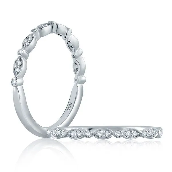 A. Jaffe 14KT White Gold Marquise and Round Shape Diamond Stackable Half Circle Band.10 ctw Steve Lennon & Co Jewelers  New Hartford, NY