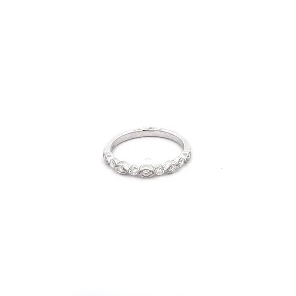 14KT WG Diamond Wedding Band With Alternating Bezel Setting They All Have Round Diamonds In The Center  TCW .25 Steve Lennon & Co Jewelers  New Hartford, NY