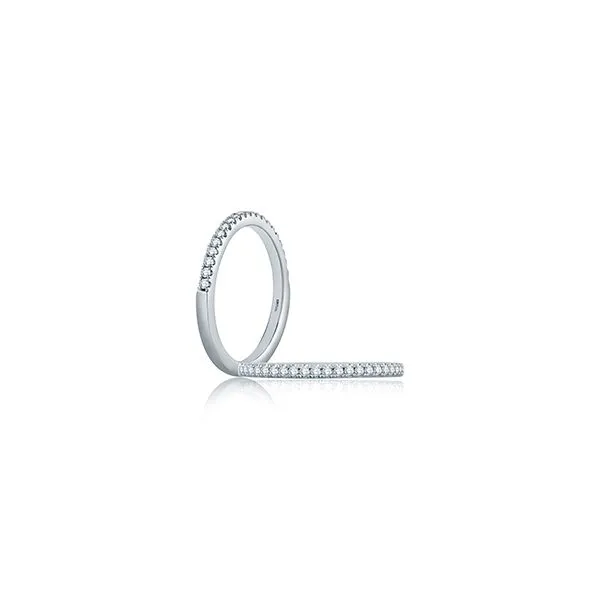 A. Jaffe 14KT WG French Pavé Half Circle Stackable Band TCW 0.16 Steve Lennon & Co Jewelers  New Hartford, NY
