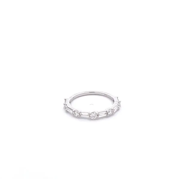 14KT WG Diamond Wedding Band With Alternating Round and Rectangle Diamonds There Are 6 Rectangle Diamonds and 5 Round Diamonds f Steve Lennon & Co Jewelers  New Hartford, NY