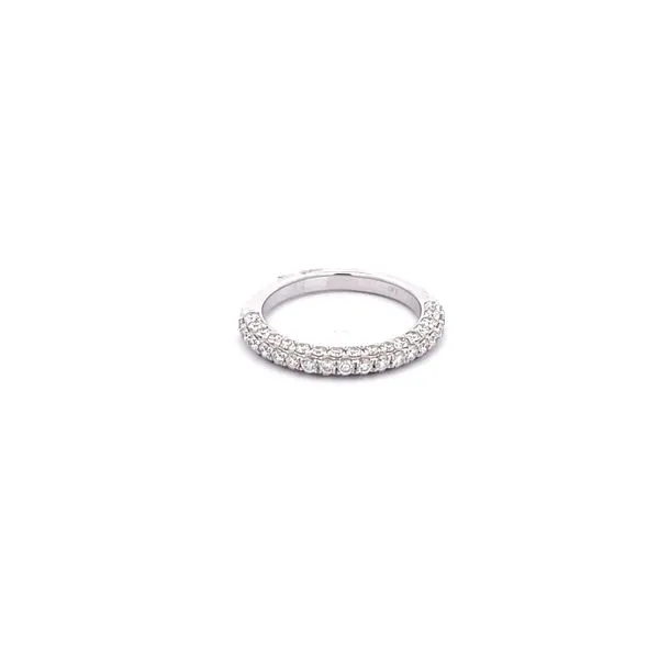 14KT WG Diamond Wedding Band with Round Diamonds In A Dome Shape On The Sides and Top of The Ring  TCW 1.00 Steve Lennon & Co Jewelers  New Hartford, NY