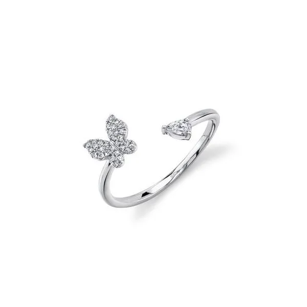 Shy Creation - 14KT WG Diamond & Pear Butterfly Ring .15TW Steve Lennon & Co Jewelers  New Hartford, NY