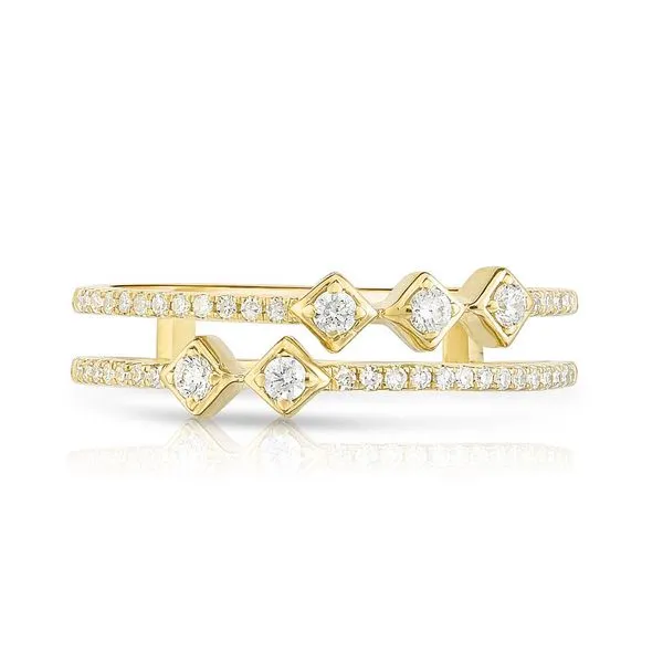 14K Yellow Gold Asymmetrical Stacked Band Steve Lennon & Co Jewelers  New Hartford, NY