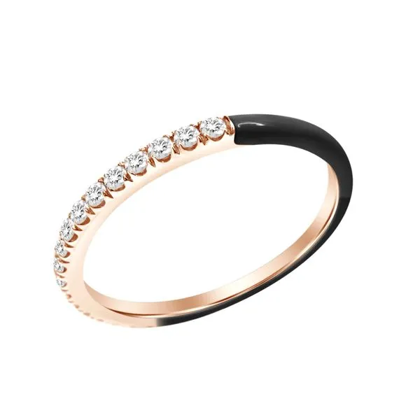 14K Yellow Gold Half Enamel Half Pave Ring - Black Steve Lennon & Co Jewelers  New Hartford, NY