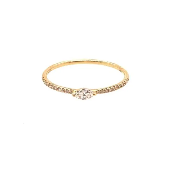 14K Yellow Gold Petite Solitaire Pear Pave Ring (Shown in Oval) Steve Lennon & Co Jewelers  New Hartford, NY