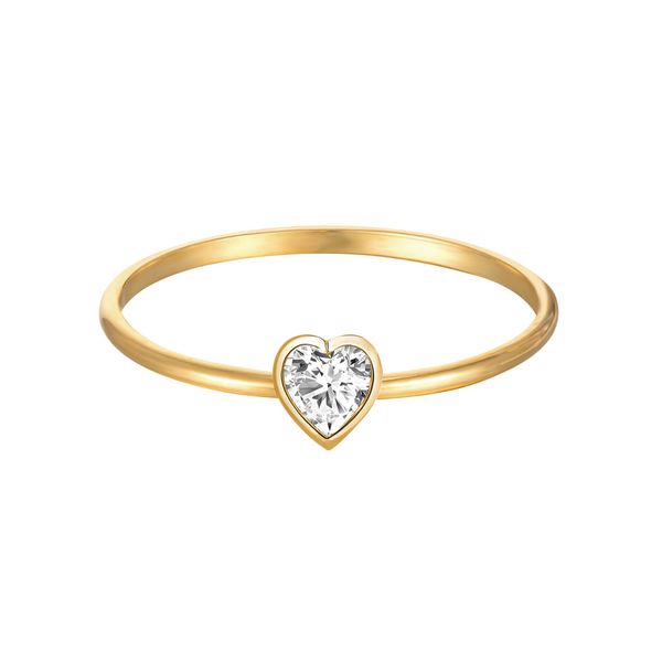 14K Yellow Gold Petite Solitaire Bezel Heart Diamond Ring (picture shown without diamonds in band) S. Lennon & Co Jewelers New Hartford, NY