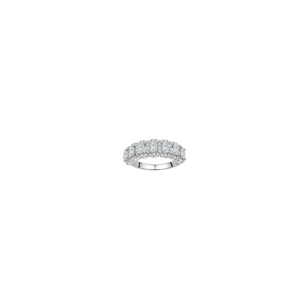 S. Lennon Classics 14KT WG 7 Stone Emerald Diamond Halo Halfway Band 1.39TCW Steve Lennon & Co Jewelers  New Hartford, NY