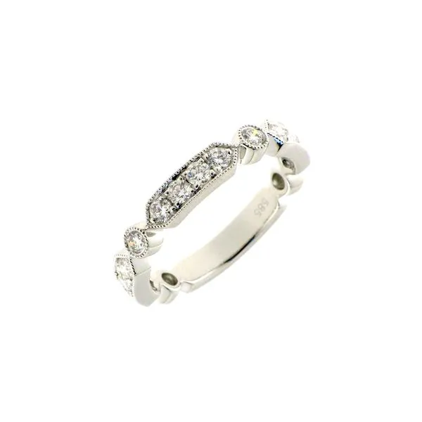 14K White Gold Diamond Sectioned Band With Miligrain .75TCW Steve Lennon & Co Jewelers  New Hartford, NY