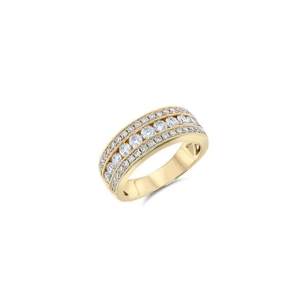 14K White Gold Three Row Diamond Band With Miligrain 1.33TCW Steve Lennon & Co Jewelers  New Hartford, NY