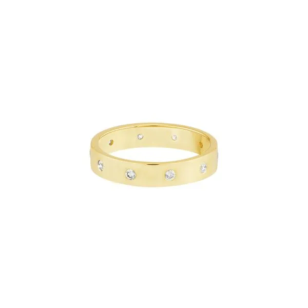 14Kt Yellow Gold 4mm Diamond Flush Band with 10 Rounds Diamonds =.25tcw Size 6 Steve Lennon & Co Jewelers  New Hartford, NY