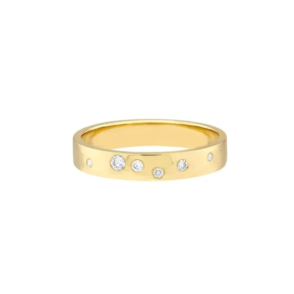 14KT Yellow Gold Scattered Diamond Polished Band with 6 Round Diamonds .15tcw Steve Lennon & Co Jewelers  New Hartford, NY