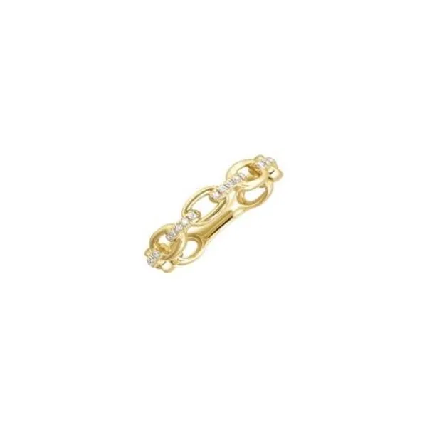 10K Yellow Gold Diamond Chain Ring 1/10 TCW Size 6.5 Steve Lennon & Co Jewelers  New Hartford, NY