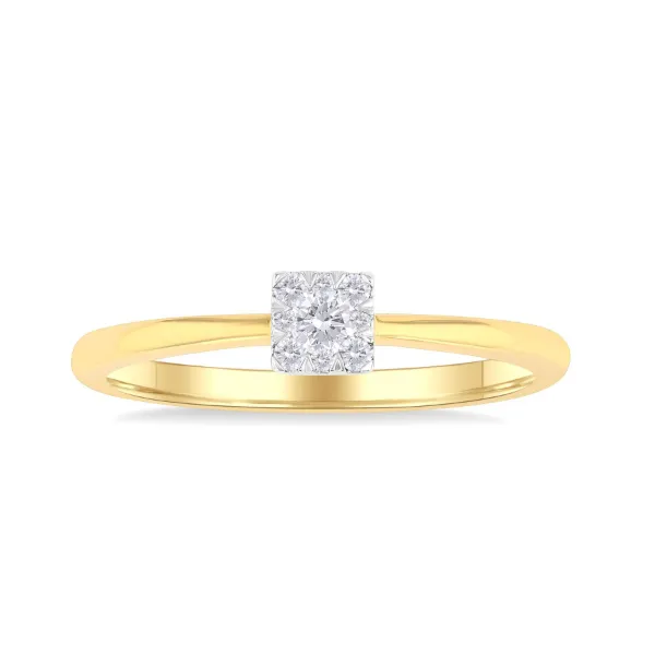 10K Yellow Gold Petite Square Cluster setting Ring with 9 Round Stones .10tcw Steve Lennon & Co Jewelers  New Hartford, NY