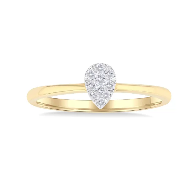 10K Yellow Gold Petite Pear Shaped Cluster Ring with 10 Round Stones .10tcw Steve Lennon & Co Jewelers  New Hartford, NY