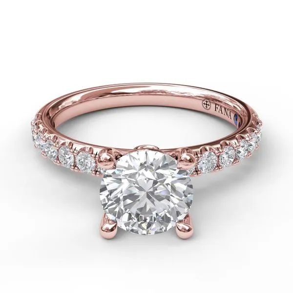 Fana 14K Rose Gold Classic Pave Round Cut Engagement Ring 16 Round Diamonds .34tcw Steve Lennon & Co Jewelers  New Hartford, NY