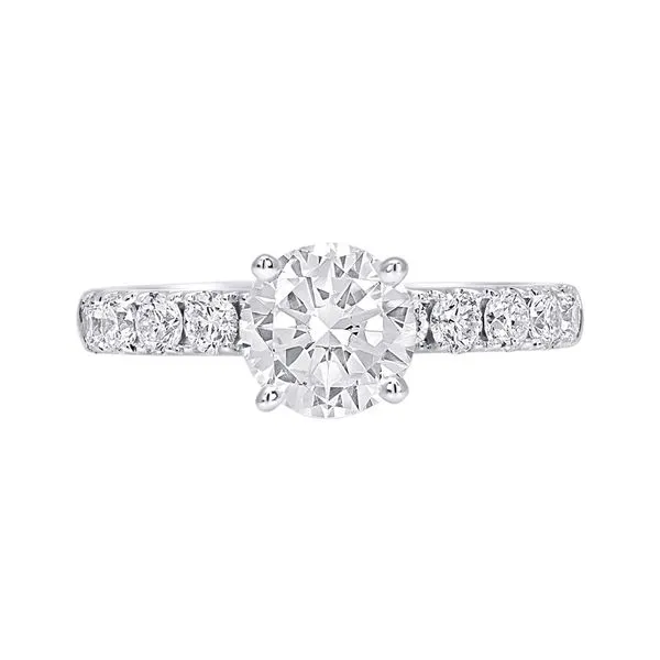 14KT WG .68TCW 10 Round Stone Diamond 4 Prong Semi Mount Holds 1.00CT Round (Center Stone Not Included) Steve Lennon & Co Jewelers  New Hartford, NY