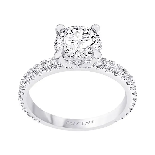 14KT WG .40TCW 26 Round Stone Diamond 4 Prong Semi Mount with Diamond Hidden Halo Holds 1.00CT Round (Center Stone Not Included) Steve Lennon & Co Jewelers  New Hartford, NY