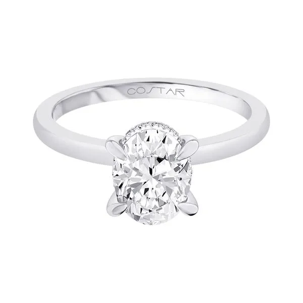 14KT WG .05TCW Hidden Halo Diamond 4 Prong Semi Mount Holds 1.00CT Oval (Center Stone Not Included) Steve Lennon & Co Jewelers  New Hartford, NY
