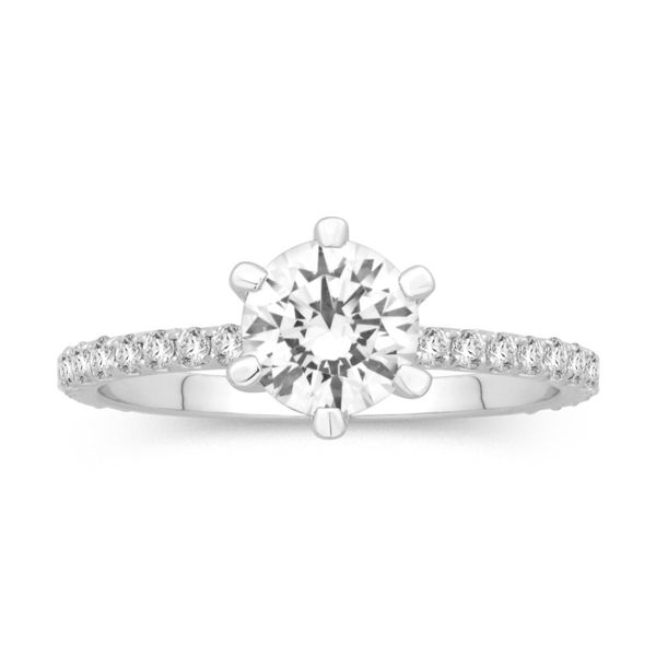 S. Lennon & Co. Signature Bridal Collection 18KT WG .39 TCW Diamond 6 Prong Semi Mount with 26 Round Diamonds on a Shared Prong  S. Lennon & Co Jewelers New Hartford, NY