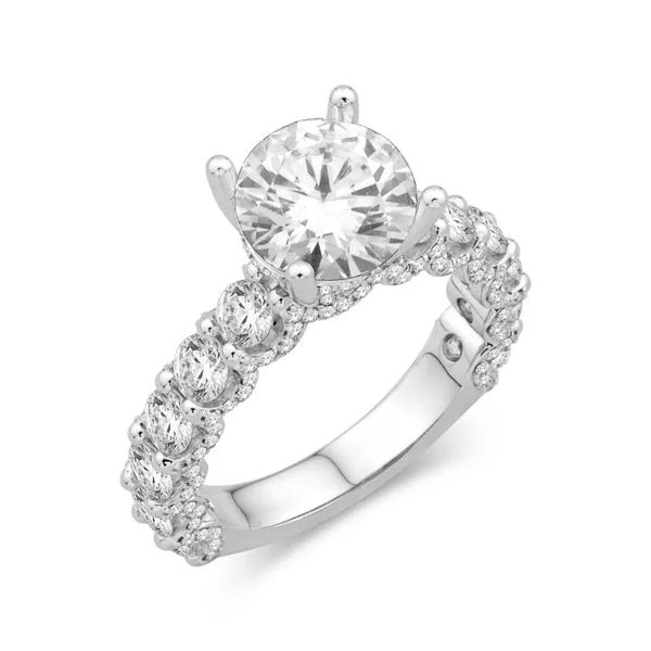 S. Lennon & Co. Signature Bridal Collection 18KT WG 2.22TCW Diamond 4 Prong Semi Mount with 12 Round Diamonds on the Band with D Steve Lennon & Co Jewelers  New Hartford, NY