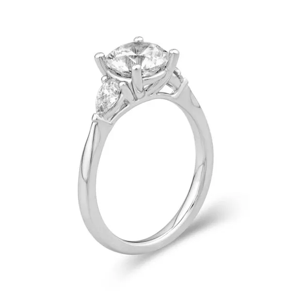 14KT WG 4 Prong Semi Mount with 1 Pear Shape Diamond On Each Side Of The Center Mounting (Holds a Round Diamond).33tcw Image 2 Steve Lennon & Co Jewelers  New Hartford, NY