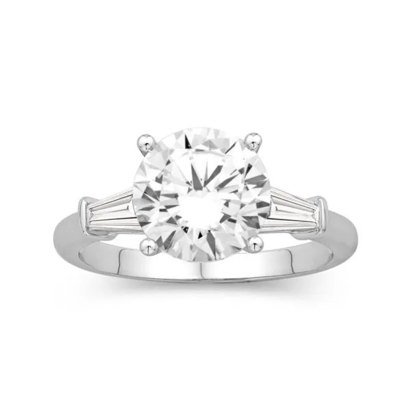S. Lennon & Co. Signature Bridal Collection 14KT WG .31TCW 4 Prong Semi Mount with 1 Baguette per side Surrounding The Center Mo Steve Lennon & Co Jewelers  New Hartford, NY