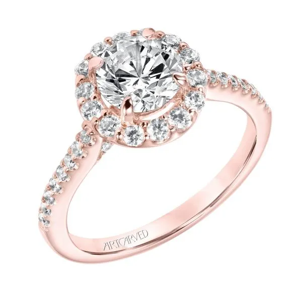 ArtCarved Lady's Rosé 14 Karat Engagement Ring Size 6.5 With 51=0.50Tw Round Diamonds Steve Lennon & Co Jewelers  New Hartford, NY