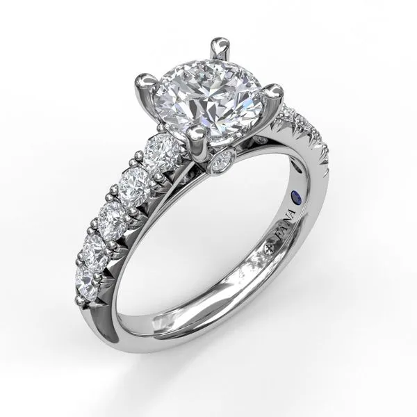 Fana 14K White Gold  Handset French Pave Diamond Engagement Ring .63TCW Steve Lennon & Co Jewelers  New Hartford, NY