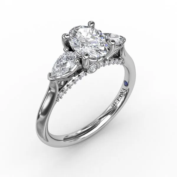 Fana 14K White Gold Classic Pear Three-Stone Diamond Engagement Ring With Pear-Shape Side Diamonds .40TCW Steve Lennon & Co Jewelers  New Hartford, NY