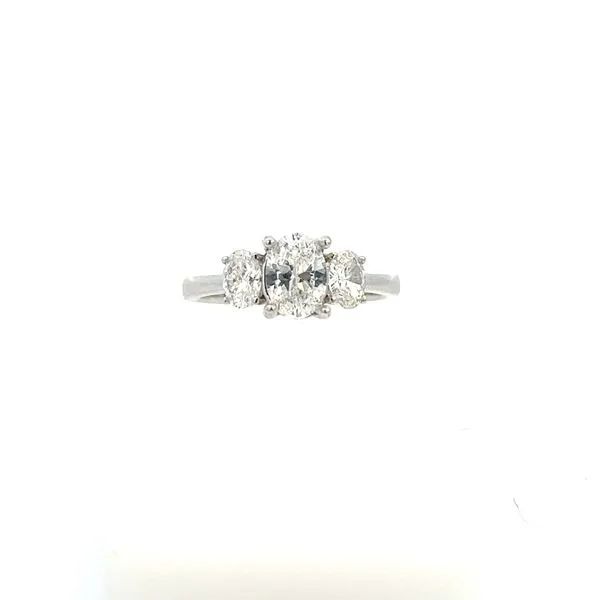 14KT WG .50TCW 3 Stone Diamond 4 Prong Semi Mount with 2 Oval Stones On The Side Of The Center Stone (Center Stone Not Included) Steve Lennon & Co Jewelers  New Hartford, NY