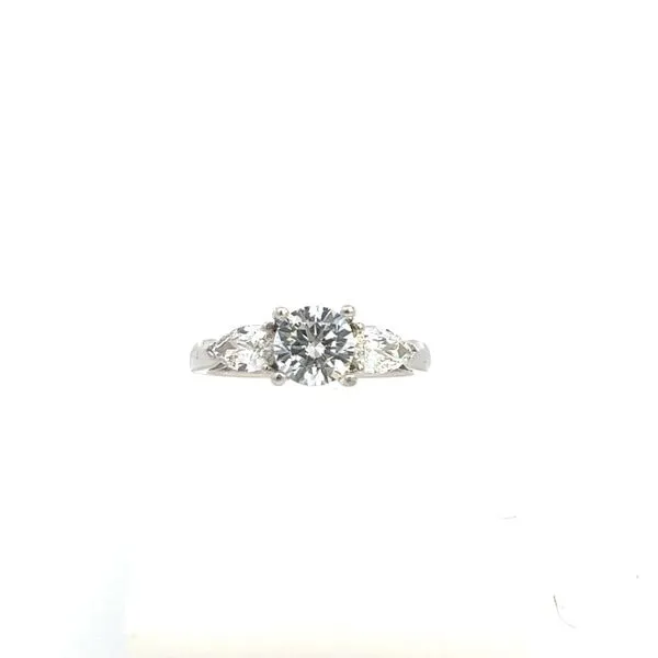 14KT WG .51TCW 3 Stone Diamond 4 Prong Semi Mount With 2 Pear Stone One On Each Side Of The Center Stone (Center Stone Not Included) Steve Lennon & Co Jewelers  New Hartford, NY