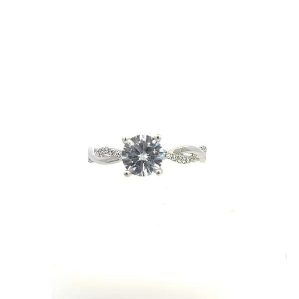 14KT YG .11TCW 22 Round Stones Twist Diamond Band 4 Prong Semi Mount (Center Stone Not Included) Steve Lennon & Co Jewelers  New Hartford, NY