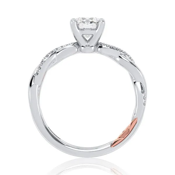 A. Jaffe 14k White Gold and Diamond Twist Engagement Semi-Mount with 24 Round Diamonds .10tcw Image 2 Steve Lennon & Co Jewelers  New Hartford, NY