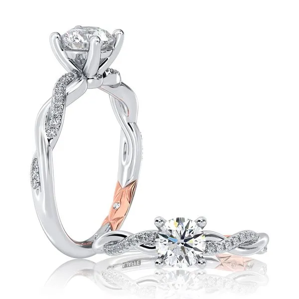 A. Jaffe 14k White Gold and Diamond Twist Engagement Semi-Mount with 24 Round Diamonds .10tcw Image 3 Steve Lennon & Co Jewelers  New Hartford, NY