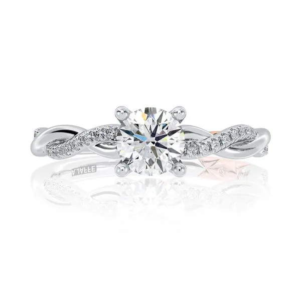 A. Jaffe 14k White Gold and Diamond Twist Engagement Semi-Mount with 24 Round Diamonds .10tcw Steve Lennon & Co Jewelers  New Hartford, NY