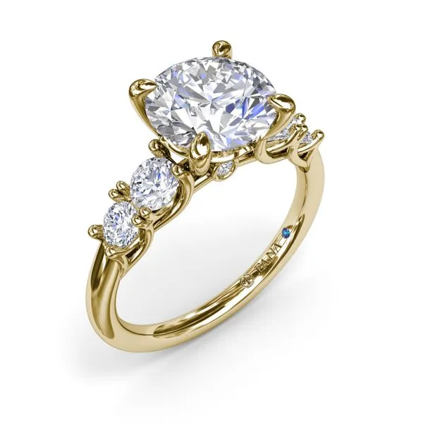 Fana 14K Yellow Gold Diamond Engagement Semi-Mount with 4 Round Diamonds on the Band .55tcw (Holds a 2.00ct Round Stone) Steve Lennon & Co Jewelers  New Hartford, NY