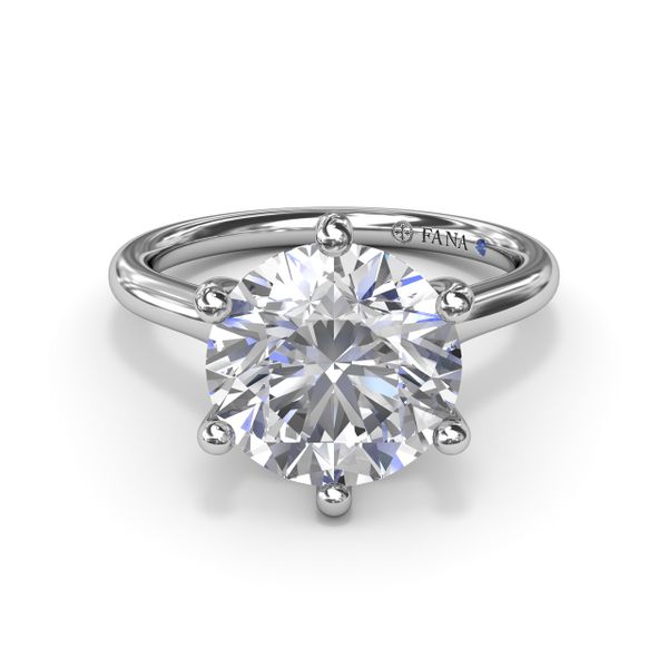 Fana 14K White Gold Six-Prong Cathedral Setting Engagement Semi-Mount with Two Peak-a-Boo Diamonds .02tcw S. Lennon & Co Jewelers New Hartford, NY