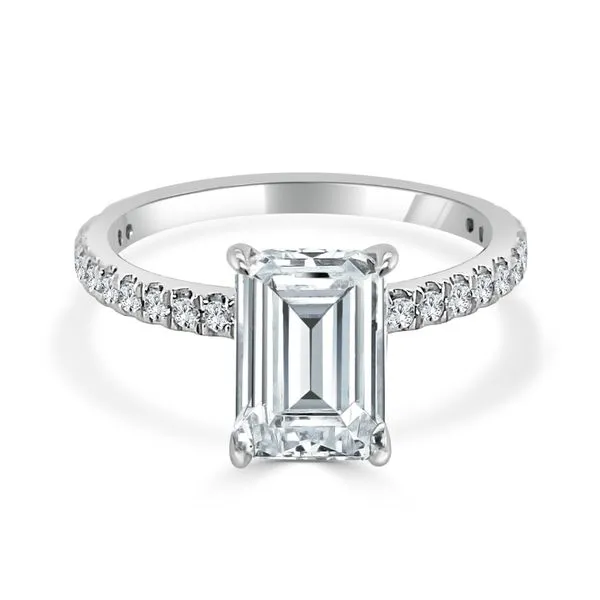 S Lennon Bridal Imagine Collection 14K White Gold Petite Set Hidden Halo Semi Mount For 2ct Emerald Cut Center 46 Round Diamond  S. Lennon & Co Jewelers New Hartford, NY