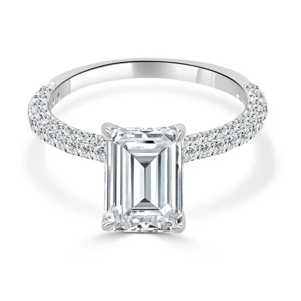 S Lennon Bridal Imagine Collection 14K White Gold Round Diamond Pave Semi Mount for 2 ct Emerald Cut Center 88 Round Diamonds 5/8 ctw Steve Lennon & Co Jewelers  New Hartford, NY